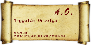 Argyelán Orsolya névjegykártya